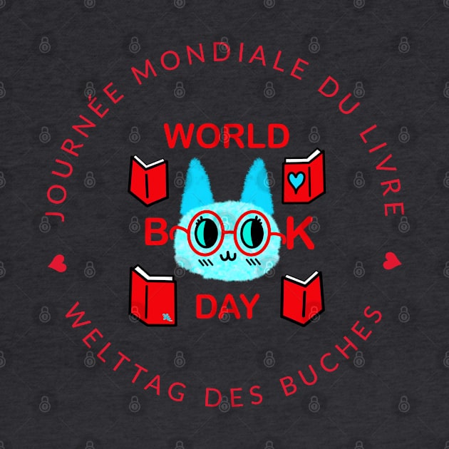 Welttag des Buches Katze World Book Day Cat DE GB FR by chowlet
